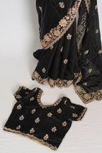 Aanya | Black Tissue Saree | Pre-Stitched Size 34 Blouse (Adjustable to 36/38)