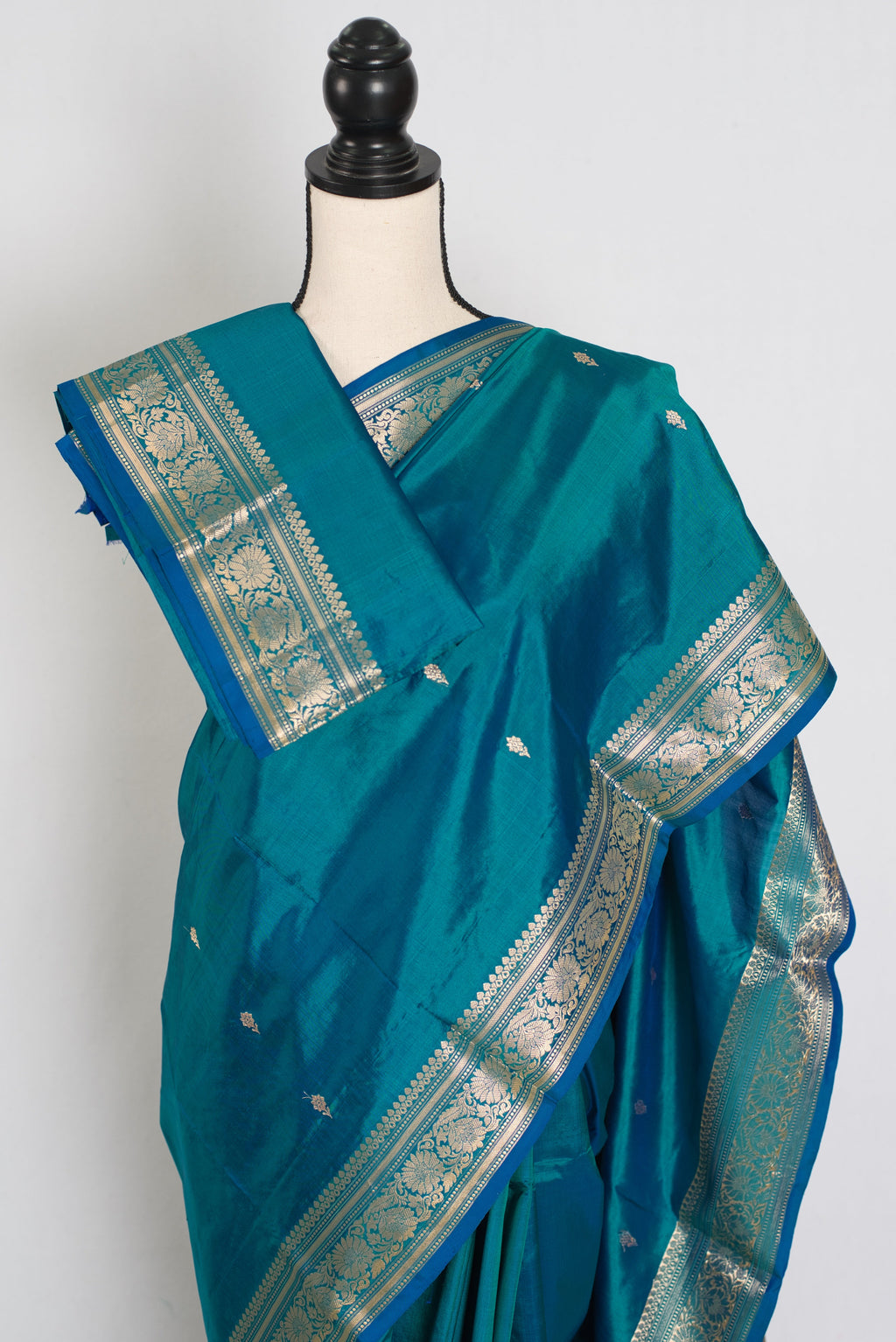 Gauri | Peacock Green & Gold Katan Silk Banarasi Saree | Silk Mark Certified