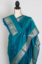 Gauri | Peacock Green & Gold Katan Silk Banarasi Saree | Silk Mark Certified