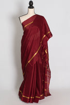 Mekhla Maroon and Gold Pure Mysore Crepe Silk Saree – Silk Mark Certified
