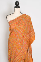 Haldi | Turmeric Yellow Georgette Saree | All-Over Kashmiri Embroidery