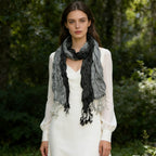 Jacquard Polyester Long Scarf For Women - Grey Winter Accessory 71inchx28inch