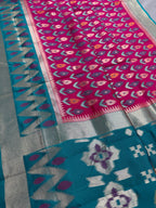 Kalyani | Hot Pink & Rama Green Art Silk Pochampally Saree
