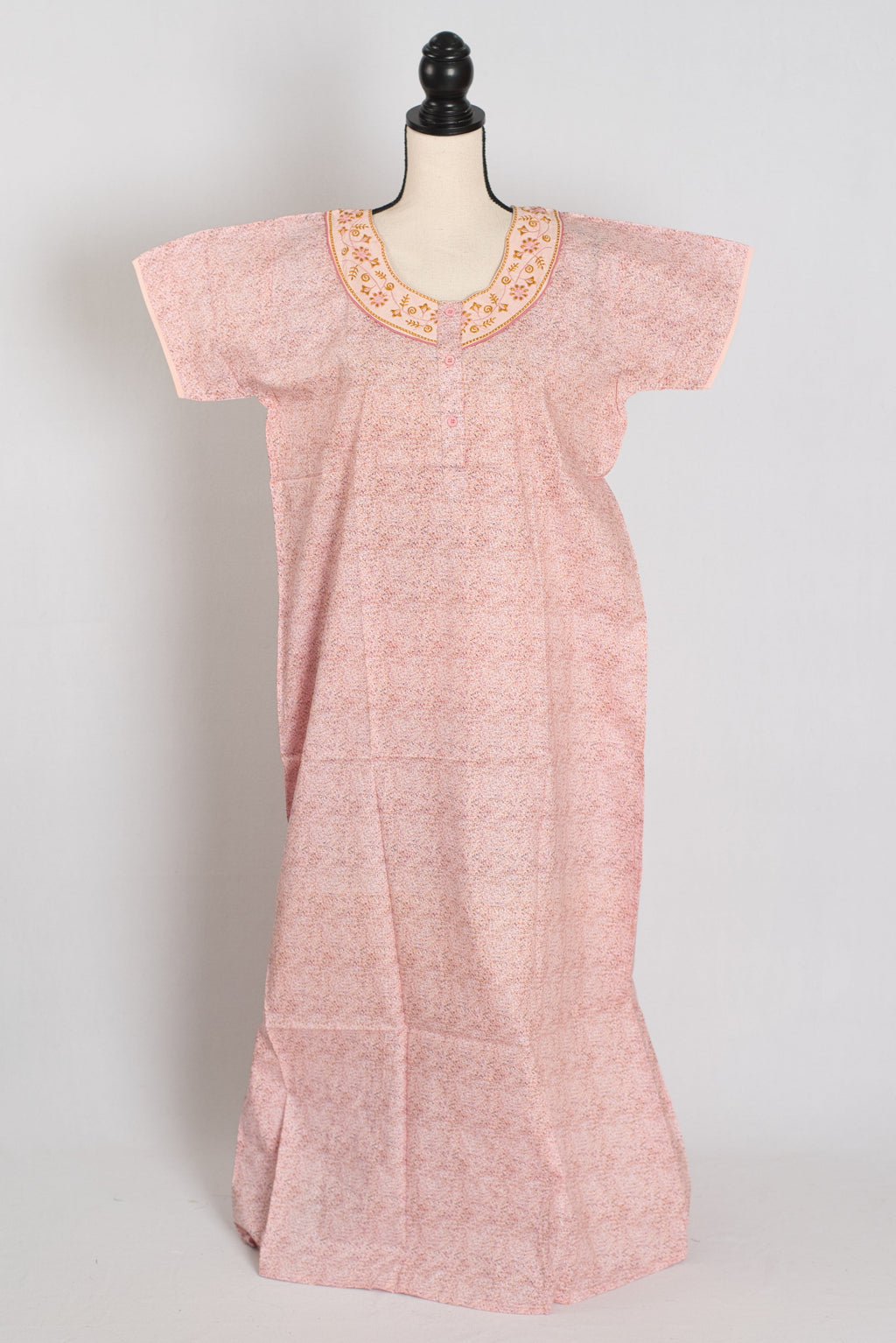 Printed Peach Cotton Nighty in Regular Size for Women