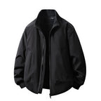 Solid-color Double-zipper Loose-fit Stand-up Collar Jacket Coat