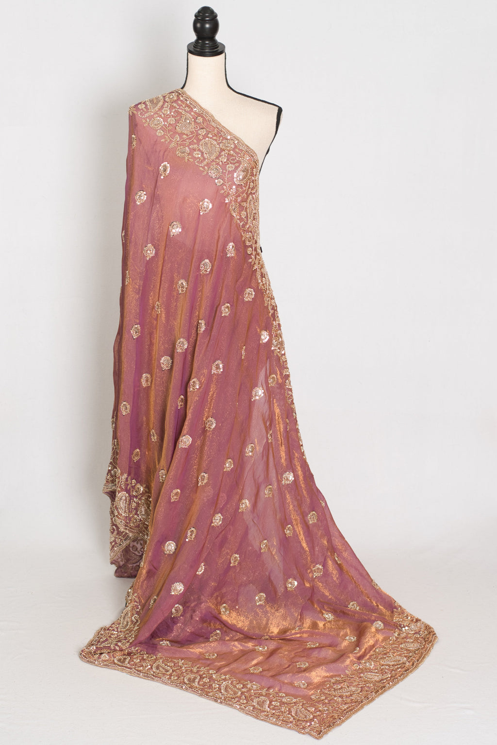 Farheen | Soft Peach Purple Organza Saree | Luxury Cocktail & Wedding Reception