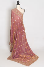 Farheen | Soft Peach Purple Organza Saree | Luxury Cocktail & Wedding Reception