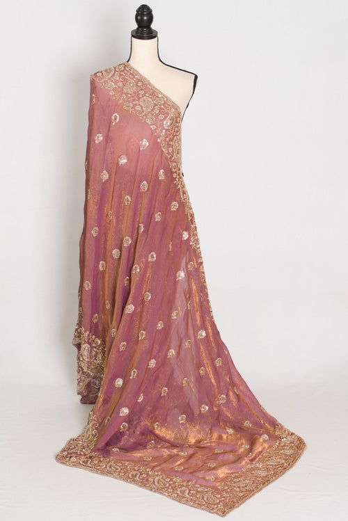Farheen | Soft Peach Purple Organza Saree | Luxury Cocktail & Wedding Reception