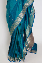 Gauri | Peacock Green & Gold Katan Silk Banarasi Saree | Silk Mark Certified