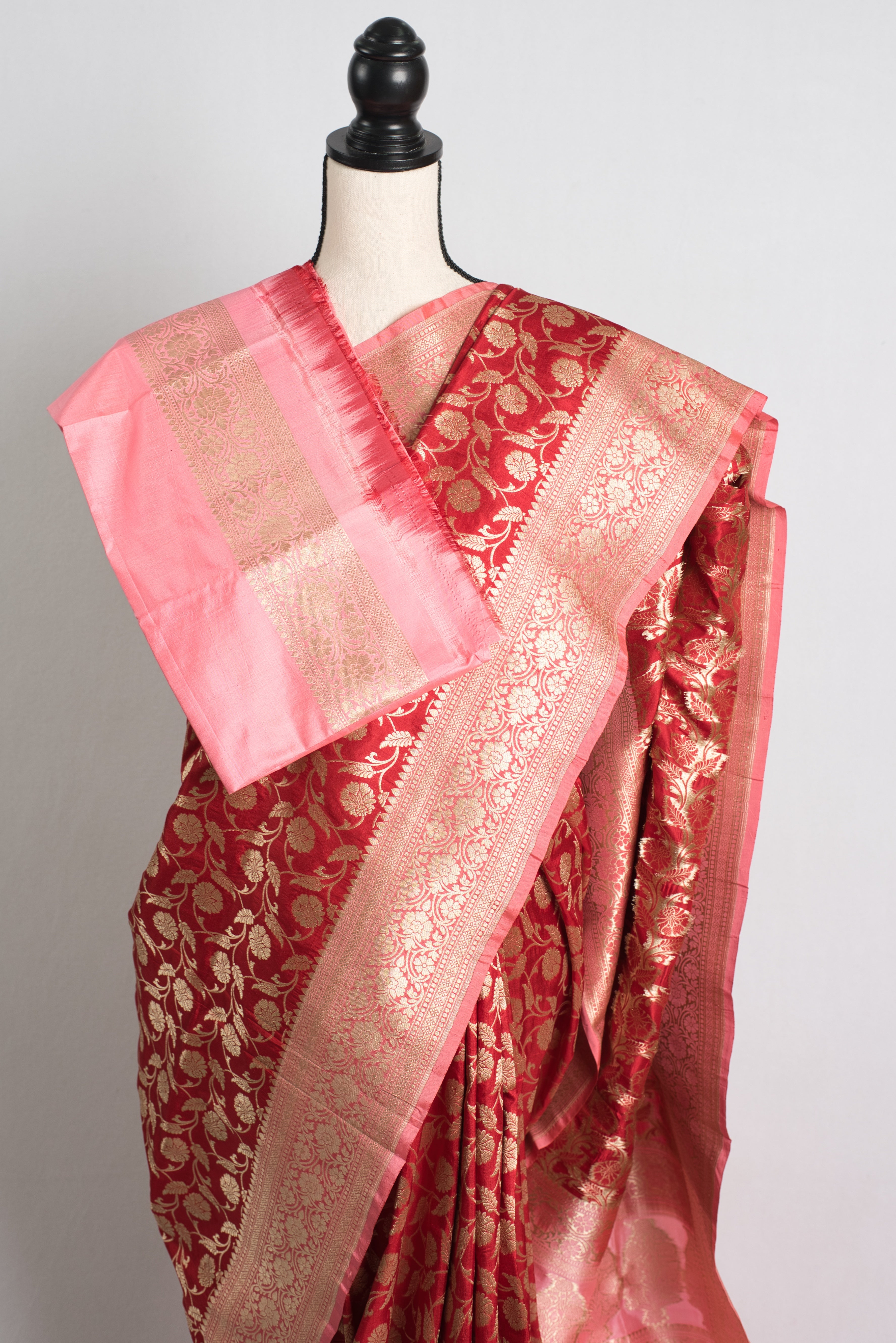 Silk Mark Certified Katan Banarasi Silk Saree with Jaal Floral Pattern