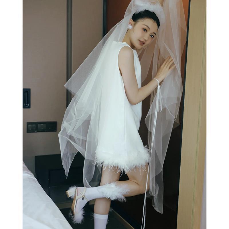 Satin White Simple Light Wedding Dress