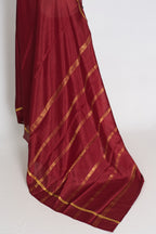 Mekhla Maroon and Gold Pure Mysore Crepe Silk Saree – Silk Mark Certified