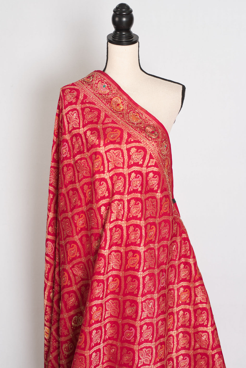 Asha | Rani Pink Cut Dana Hand Embroidery Dola Silk Banarasi Saree