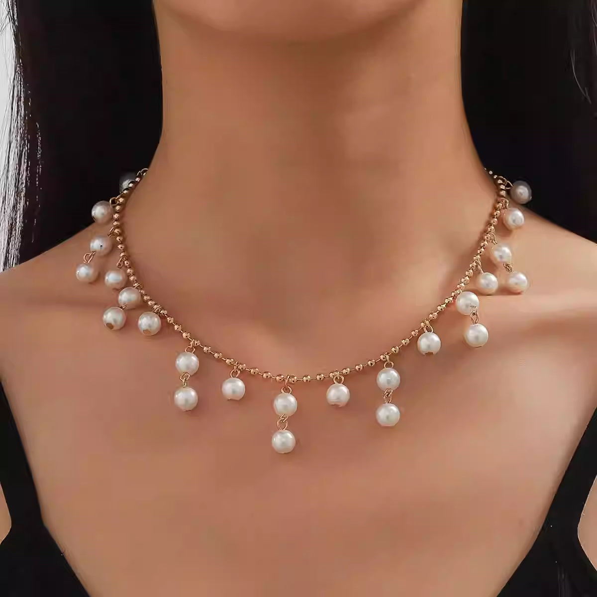 Colorful Skull Pearl Necklace Trendy And Versatile