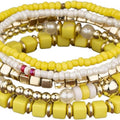Colorful Layered Boho Bracelet for Women Yellow Black White Beaded Bracelet Set Statement Stretch Bracelet Birthday Party Friendship Jewelry