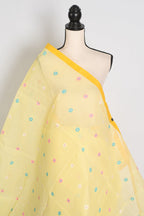 Bhumi: Light Yellow Pure Bengal Cotton Jamdani Saree - Handloom Tant