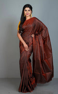Silk Mark Certified Bishnupuri Katan Silk in Dual Shade of Brown