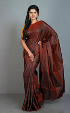 Silk Mark Certified Bishnupuri Katan Silk in Dual Shade of Brown