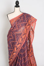 Blended Cotton Soft Jamdani Saree in Purple and Orange
