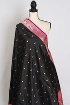 Brahamar : Silk Mark Certified Katan Banarasi Saree in Black and Magenta