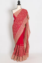 Eva | Red and Gold Georgette Bridal Saree | Royal Festive & Wedding Wear