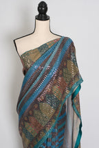 Eva | Metallic Blue & Multi-Tone Sequin Saree | Perfect Cocktail Wear