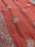 Iti | Peach Partywear Saree | Silver Thread Embroidery & Stones