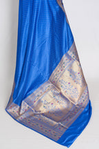 Nila | Blue Semi Mashru Banarasi Saree | Pre-Stitched Size 42 Brocade Blouse