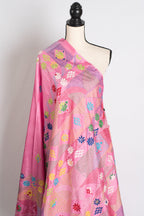 Amira : Pink Blended Silk Saree with Hand Embroidery Lambani Work Saree
