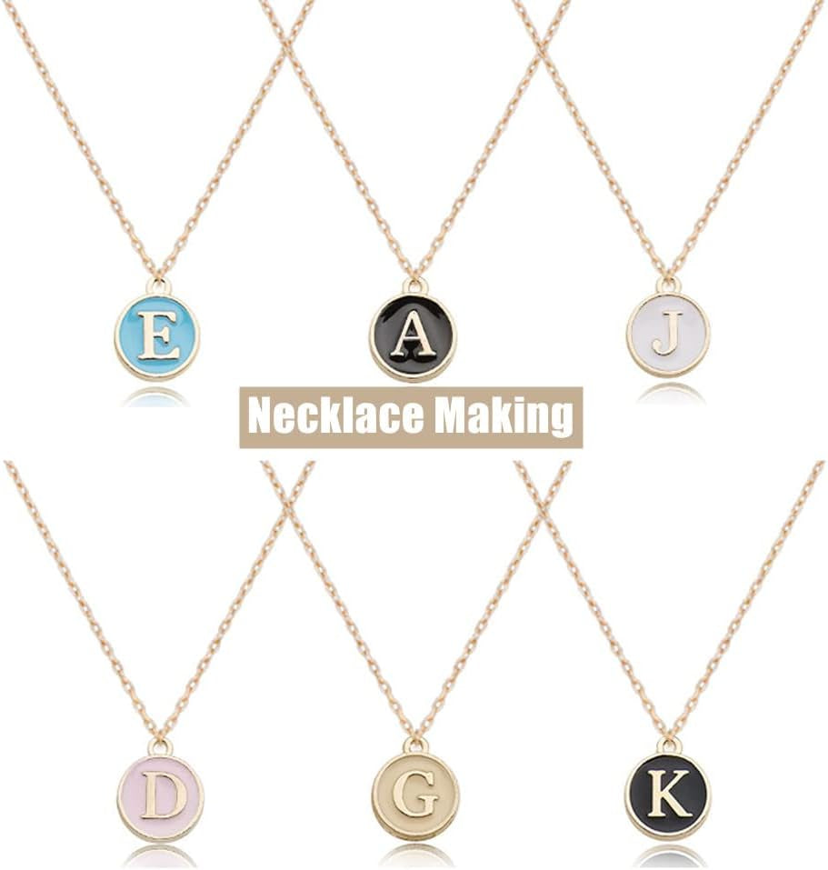 104 Pack Alphatbet Enamel Charms A-Z Letter Initial Double Side Beaded Pendants