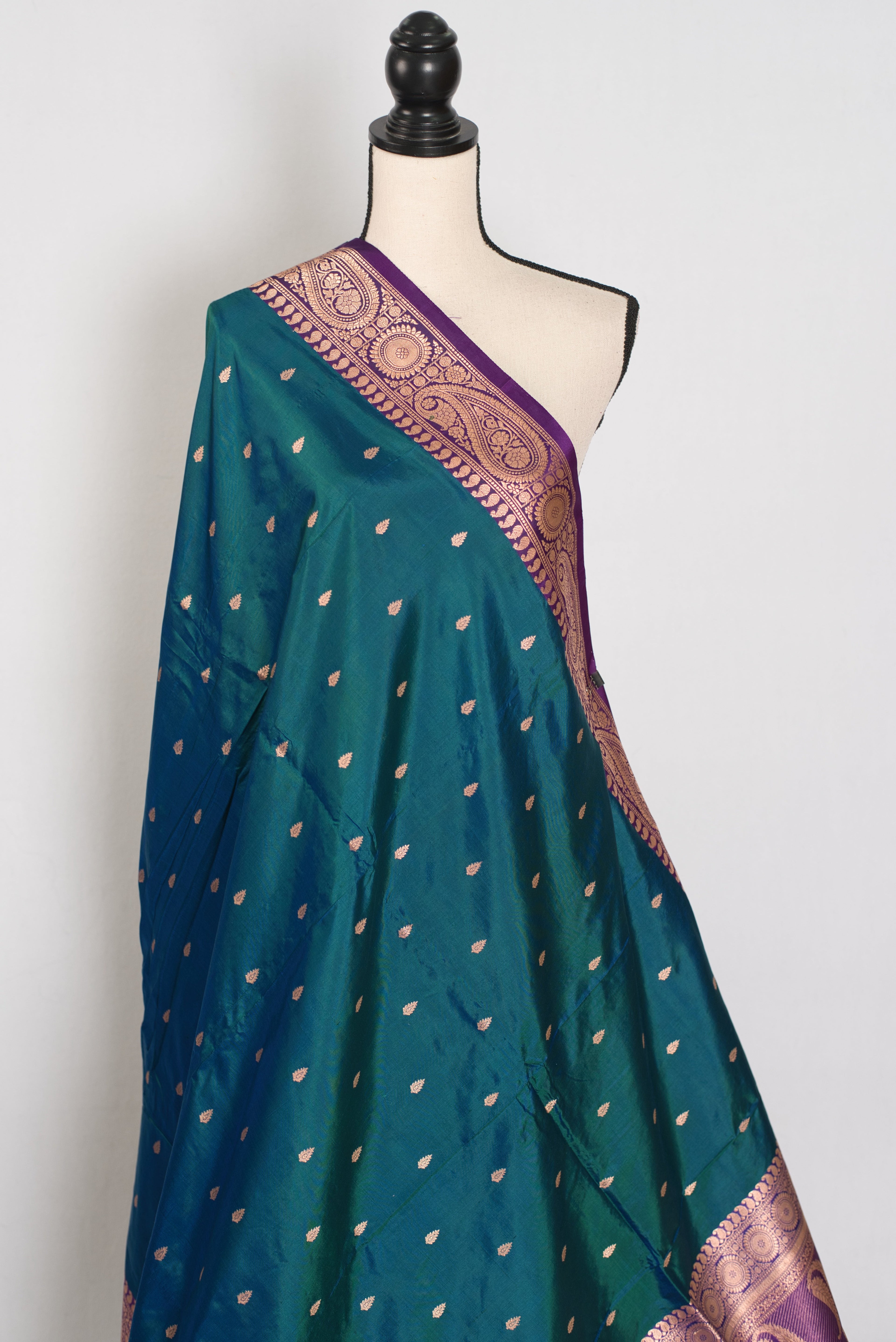 Mayuri | Peacock Green & Purple Pure Banarasi Silk Saree | Silk Mark Certified