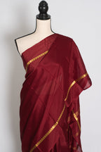 Mekhla Maroon and Gold Pure Mysore Crepe Silk Saree – Silk Mark Certified