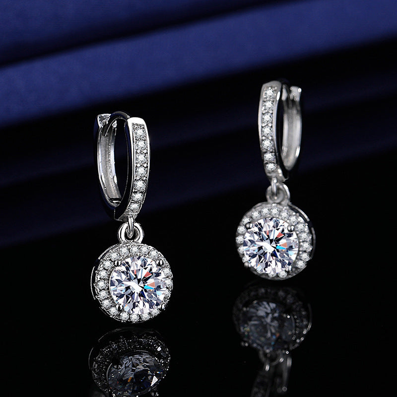Fashionable High-Carbon Stone Tassel Princess Earrings For Women