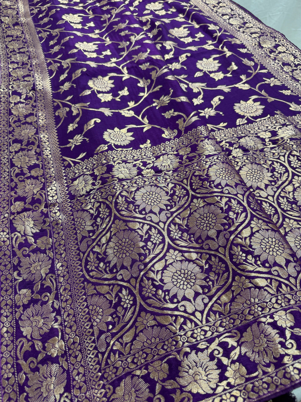 Liza : Purple and Gold Dola Silk Banarasi Saree