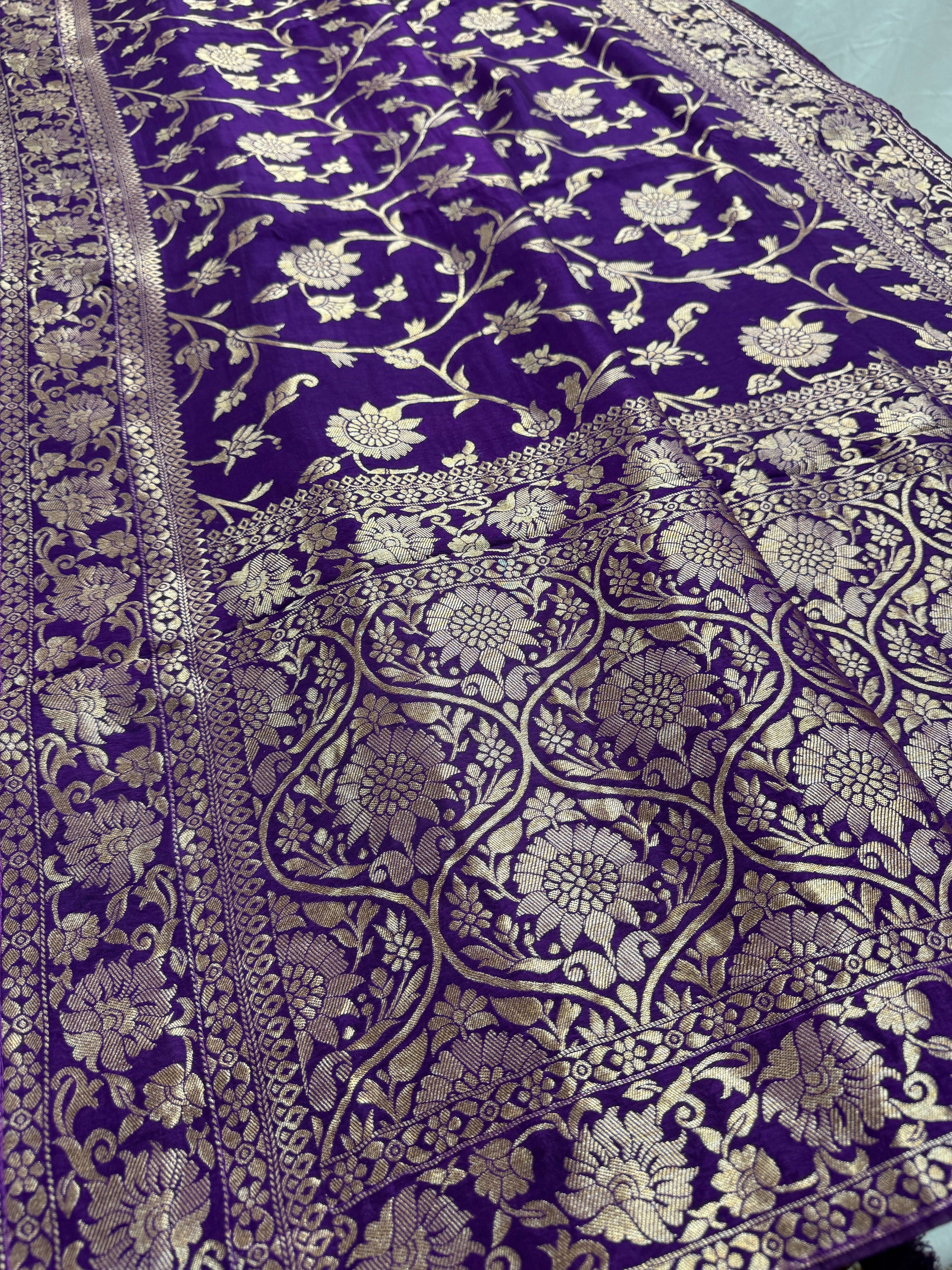 Liza : Purple and Gold Dola Silk Banarasi Saree