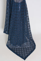 Maya | Midnight Blue Soft Net Sequin Saree | Bollywood Partywear