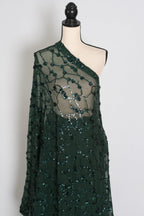 Gia | Bottle Green Soft Net Sequin Saree | Glamorous Evening Cocktail Partywear