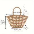 Color-Block Womens Handwoven High-Capacity Shoulder Beach Basket Bag For Vacation