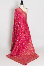 Liza | Dark Pink Hand Embroidery Soft Dola Silk Banarasi Saree