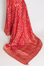 Radha | Red Dola Silk Gharchola Banarasi Saree | Hand-Embroidered Border & Pallu