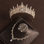 Crown Headdress Necklace Earrings Champagne Gold Vintage