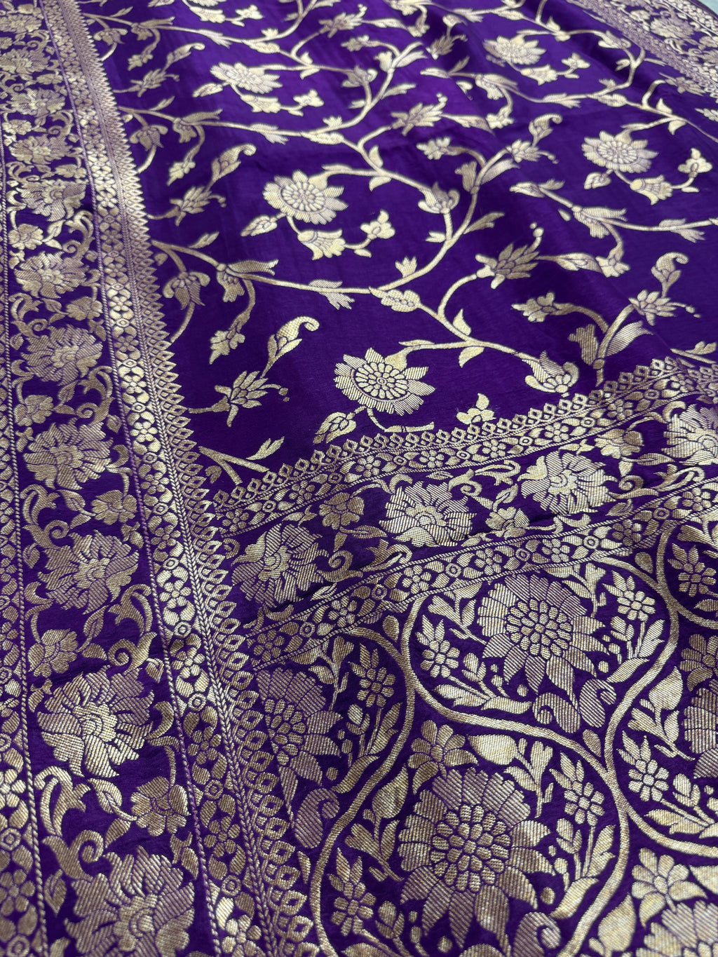 Liza : Purple and Gold Dola Silk Banarasi Saree