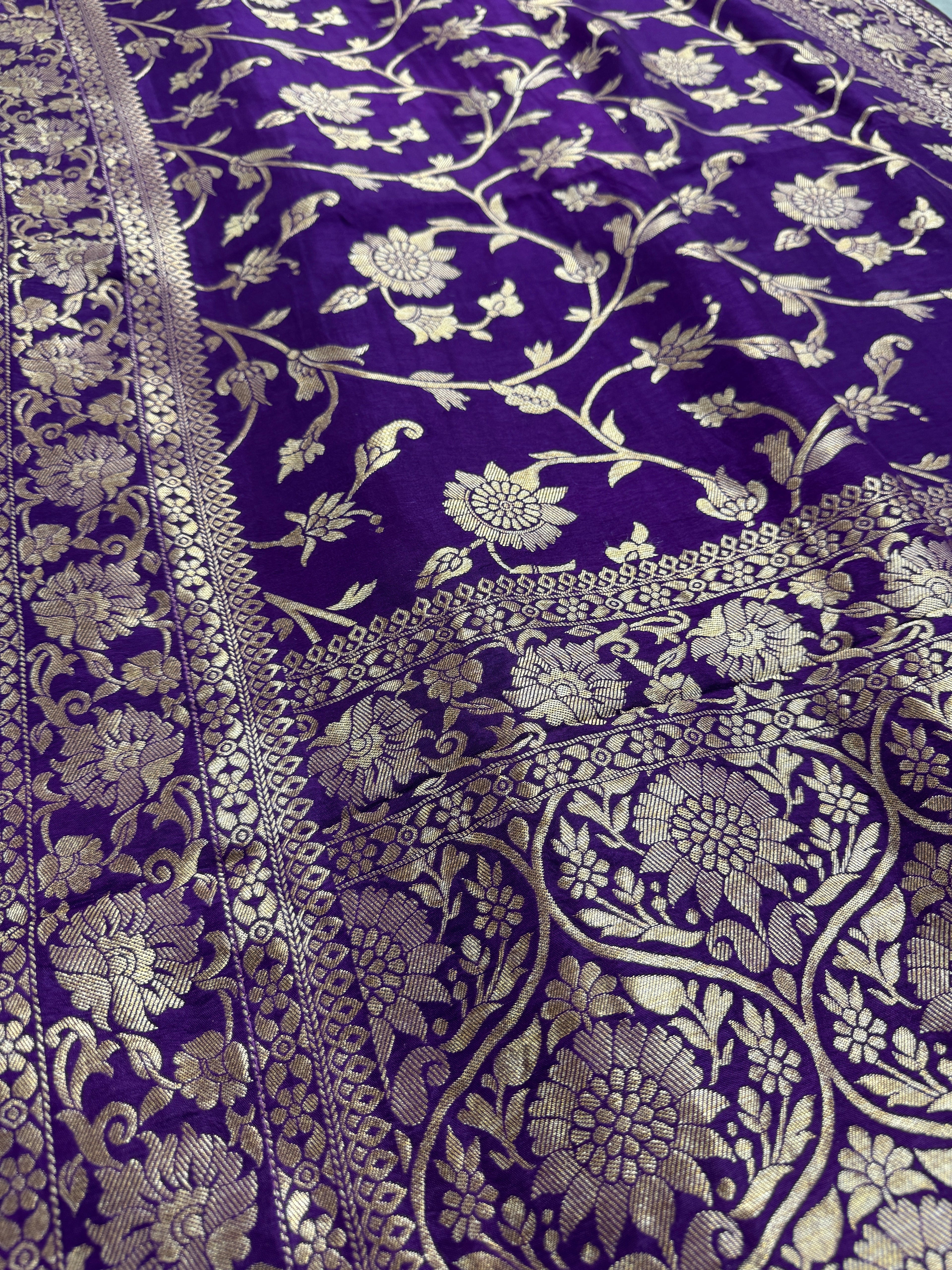 Liza : Purple and Gold Dola Silk Banarasi Saree