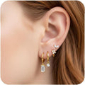 Earring Sets for Multiple Piercings – Gold-Tone Huggie Hoop & Stud Earrings Set – Hypoallergenic Cartilage Earrings for Women Lightweight Non Tarnish Earring Stack