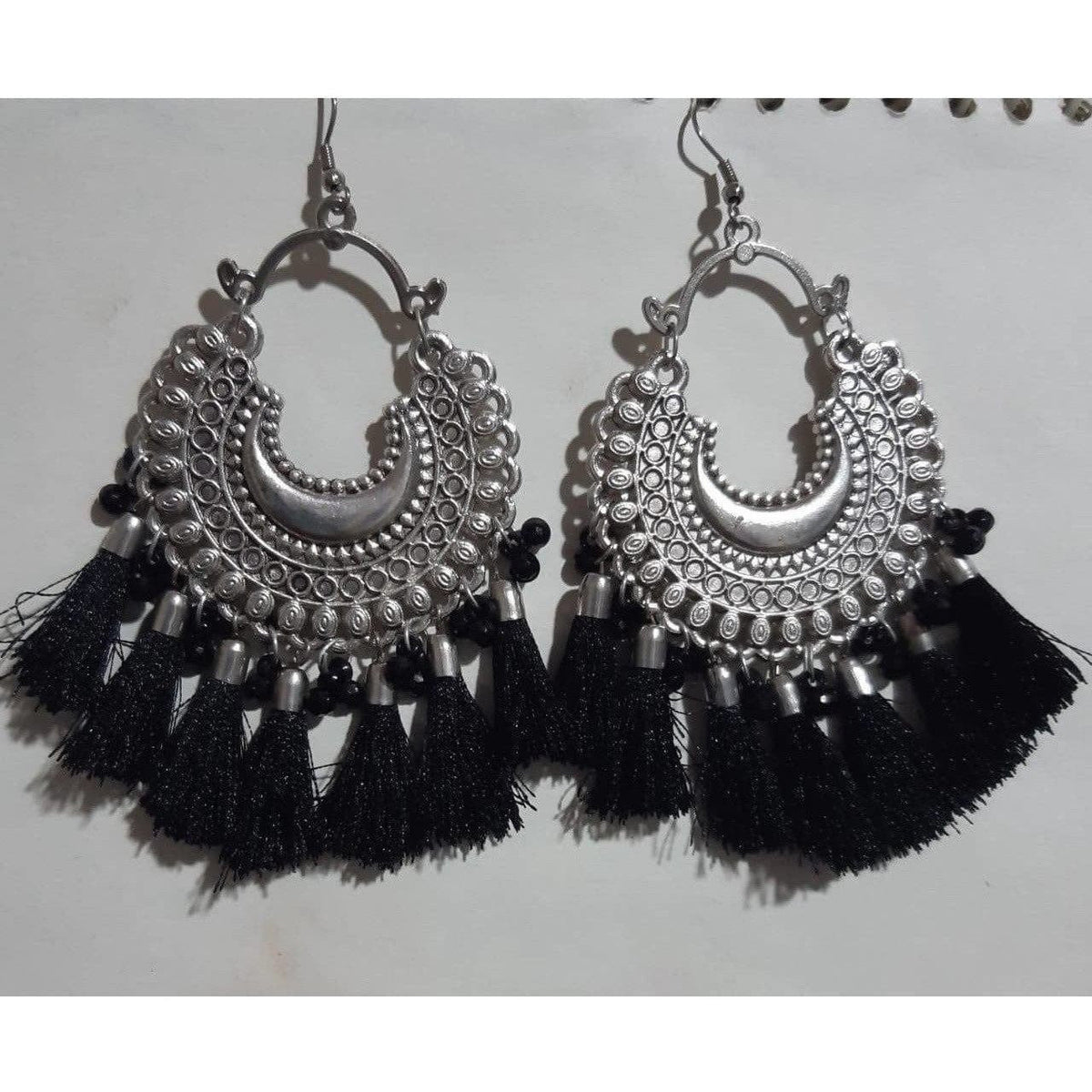 MS Fashion India Muskan Fancy Glass Pearl stone Black Thread Earrings