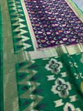 Sabina | Royal Purple & Emerald Green Art Silk Pochampally Saree