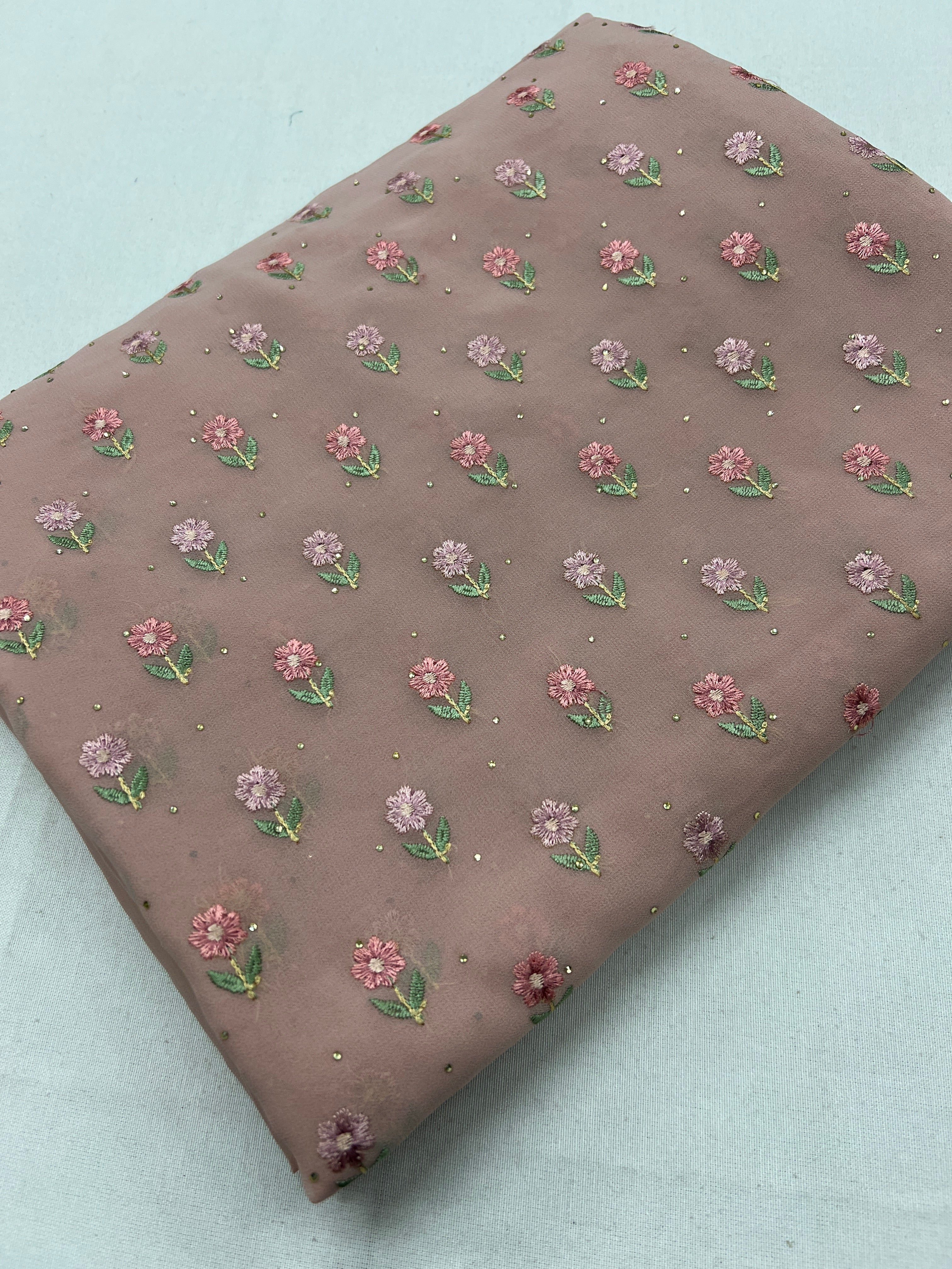 Embroidery Work Mauve Georgette Cocktail Saree