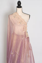 Priya | Lavender Soft Tissue Scalloped Embroidery Saree | Pastel Partywear