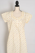 Creamy Yellow Geometric Floral Print Pure Cotton Indian Nightgown