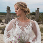 Round Collar Gauze Embroidered One-piece Dress Wedding Dress